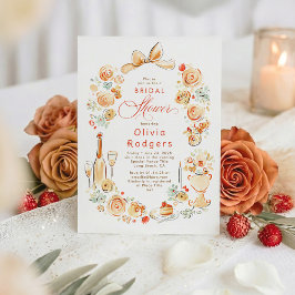 Invitación Whimsical Floral Hand Drawn Bow Fall Bridal Shower