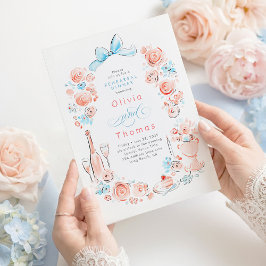 Invitación Whimsical Floral Hand Drawn Bow Rehearsal Dinner