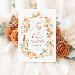 Invitación Whimsical Floral Hand Drawn Coquette Fall Birthday