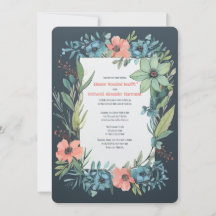 Whimsical Floral Salmon Blue Green Boda