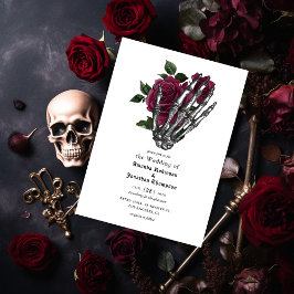 Invitación Whimsical Floral Skeleton Boda Gótico