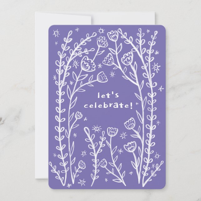 Invitación Whimsical Floral Vines Cuidados Personalizado Fies (Anverso)