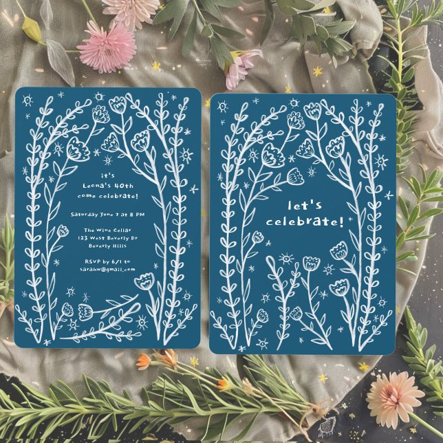 Invitación Whimsical Floral Vines Cuidados Personalizado Fies (Whimsical Floral Vines Cute Birthday Party Custom Invitation
)