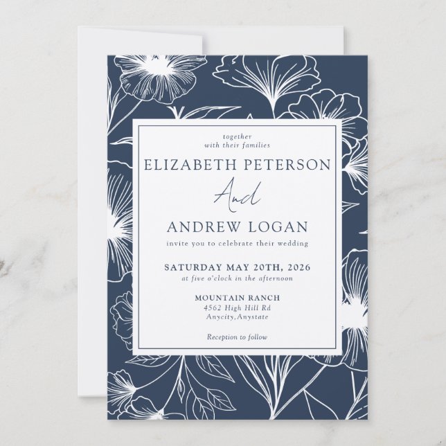 Invitación Whimsical Floral Wedding (Anverso)