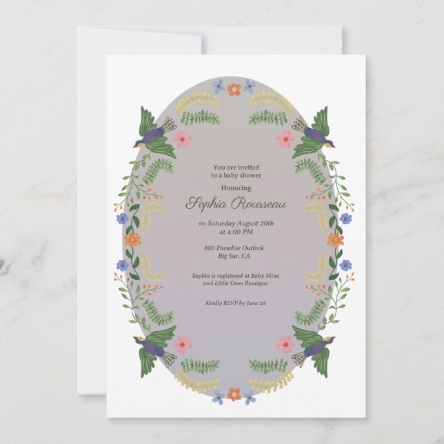 Invitación Whimsical Floral Wreath Baby Shower (Anverso)