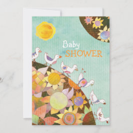 Invitación Whimsical Flower Birds Baby Shower