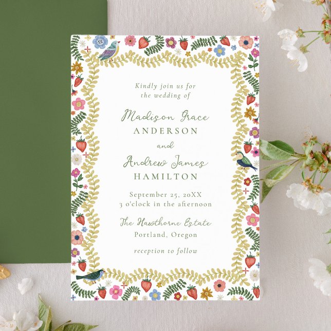 Invitación Whimsical Folk Art Floral Wedding (Subido por el creador)