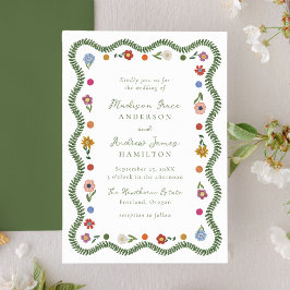 Invitación Whimsical Folk Art Floral Wedding