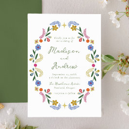 Invitación Whimsical Folk Art Floral Wedding Invitation