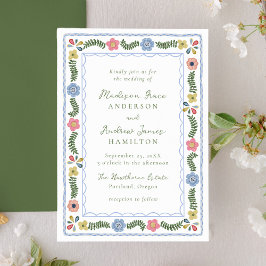 Invitación Whimsical Folk Art Floral Wedding Invitation