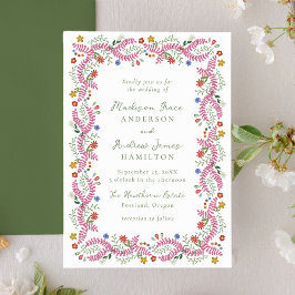 Invitación Whimsical Folk Art Floral Wedding Invitation