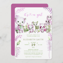 Whimsical Forest Bear Bunny Chica Rosa Baby Shower