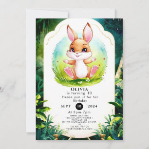 Invitación Whimsical Forest Bunny Birthday