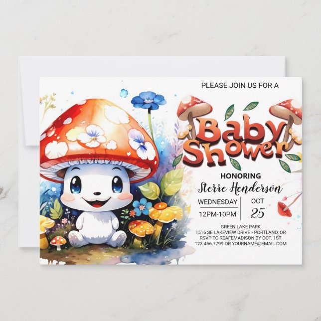 Invitación Whimsical Forest Fantasy Baby Shower (Anverso)