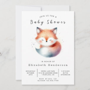 Invitación Whimsical Forest Friends Fox Baby Shower
