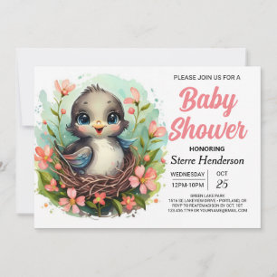 Invitación Whimsical Forest Modern Bird Baby Shower