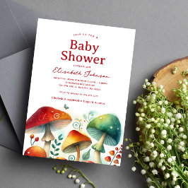 Invitación Whimsical Forest Mushroom Baby Shower