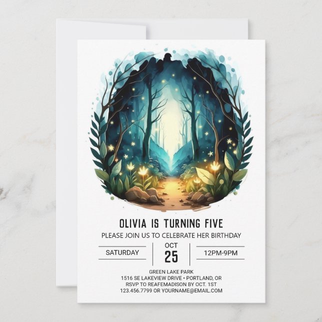 Invitación Whimsical Forest Online Woodland Birday (Anverso)