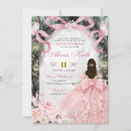 Invitación Whimsical Forest Pink Bow Coquette Butterfly I