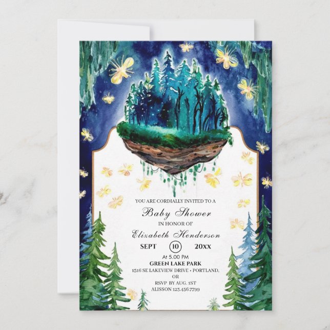 Invitación Whimsical Forest Woodland Baby Shower (Anverso)