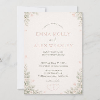 Invitación Whimsical Fox & Pastel Floral Wedding Invitation