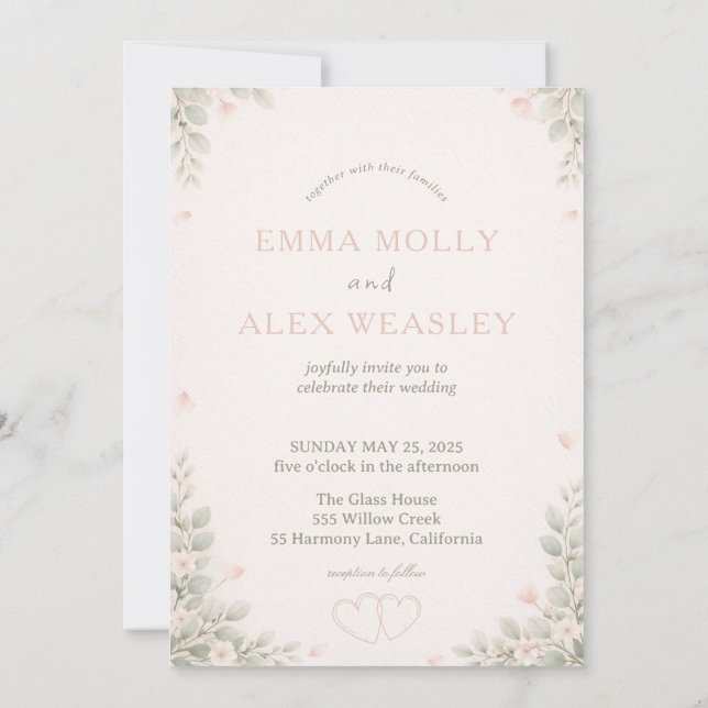 Invitación Whimsical Fox & Pastel Floral Wedding Invitation (Reverso)