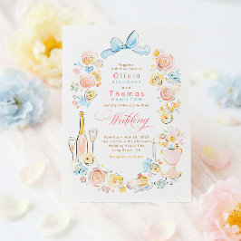 Invitación Whimsical French Floral Hand Drawn Wedding