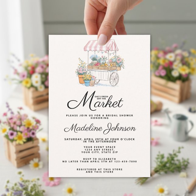Invitación Whimsical Fresh Off The Market Bridal Shower  (Subido por el creador)