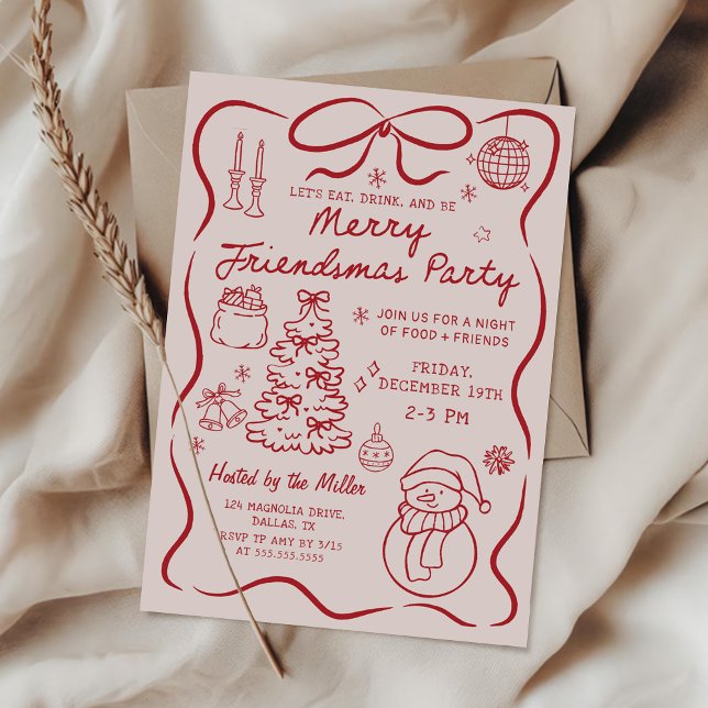 Invitación Whimsical Friendsmas Christmas Party Invitation (Subido por el creador)