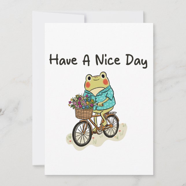 Invitación Whimsical Frog Riding A Bike Illustration (Anverso)