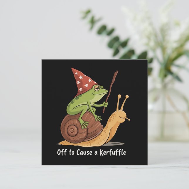 Invitación Whimsical Frog Wizard Off to Cause A Kerfuffle  (Anverso de pie)