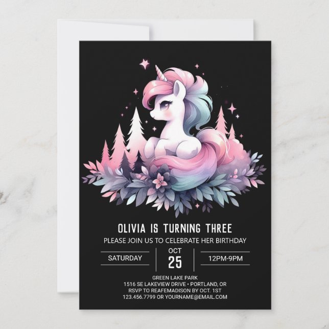 Invitación Whimsical Fun Horse Cumpleaños (Anverso)