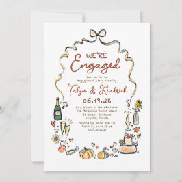 Invitación Whimsical Funky Hand Drawn Fall Engagement Party