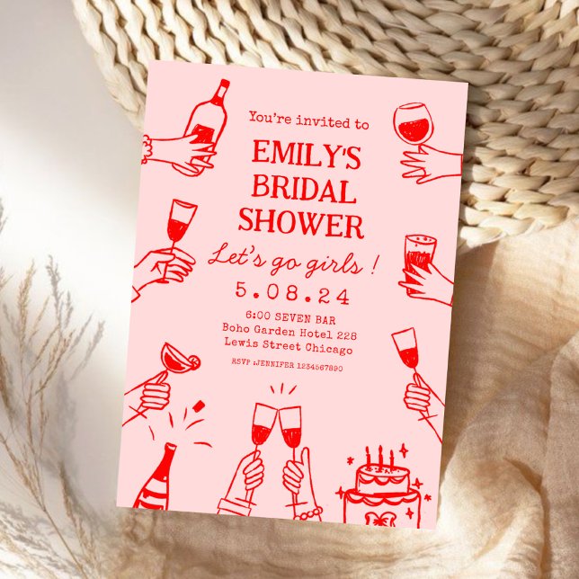Invitación Whimsical Funky mano rara Dibujando ducha de novia (Subido por el creador)