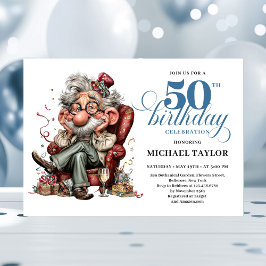Invitación Whimsical Funny Man 50 Party Milestone Invitation