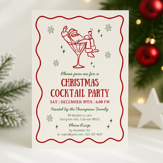 Invitación Whimsical Funny Santa Navidades Fiesta de cócteles (Subido por el creador)