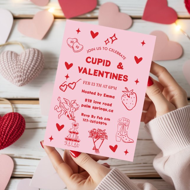 Invitación Whimsical Galentines Cupid & Galentine's  Party (Subido por el creador)