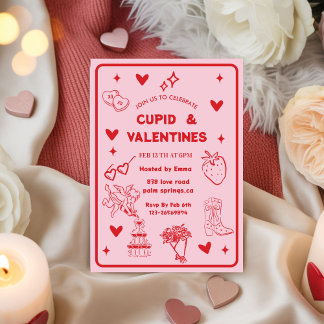 Invitación Whimsical Galentines Cupid & Galentine's  Party