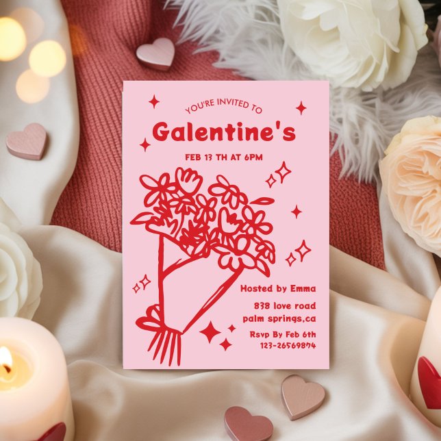 Invitación Whimsical Galentines Valentines girls  Party (Subido por el creador)