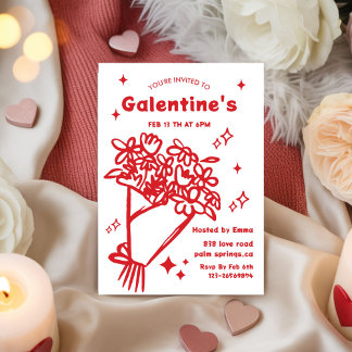 Invitación Whimsical Galentines Valentines girls  Party