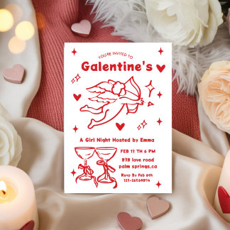 Invitación Whimsical Galentines Valentines girls  Party