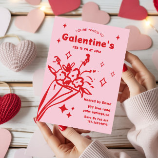 Invitación Whimsical Galentines Valentines girls  Party