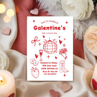 Invitación Whimsical Galentines Valentines girls  Party