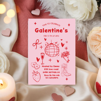 Invitación Whimsical Galentines Valentines girls  Party