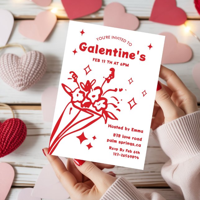 Invitación Whimsical Galentines Valentines girls  Party (Subido por el creador)
