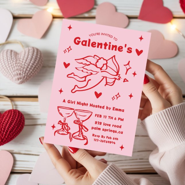 Invitación Whimsical Galentines Valentines girls  Party (Subido por el creador)