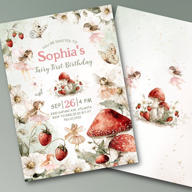 Invitación whimsical garden fairy first birthday (Subido por el creador)