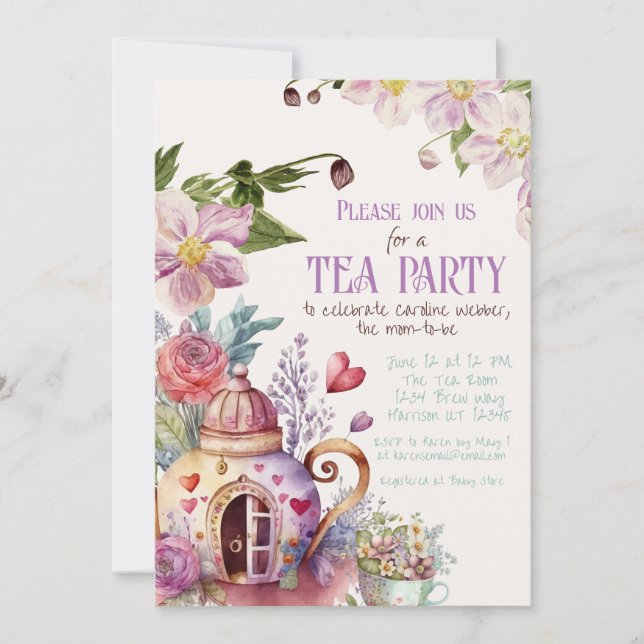 Invitación Whimsical Garden Fairytale Tea Fiesta Ducha (Anverso)
