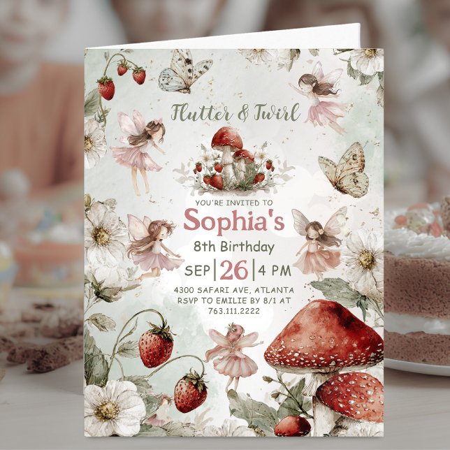 Invitación whimsical garden flutter and twirl folded birthday (Subido por el creador)