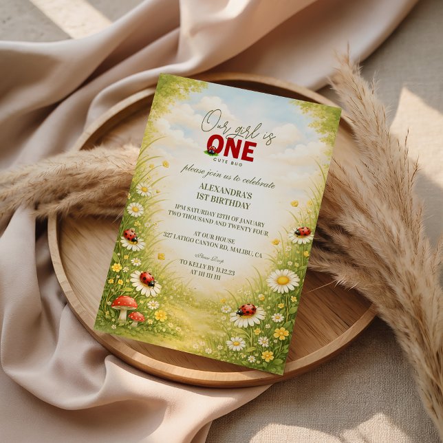 Invitación Whimsical Garden Lady Bug 1st Birthday (Subido por el creador)